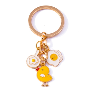Cute fried egg and yellow chick keychain pendant for handbags and phone accessories