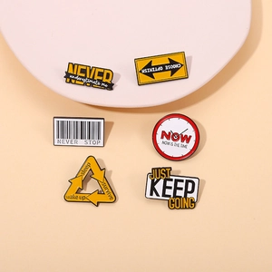 Broche en Alliage de Broche en Émail Inspirante Citation de Motivation Personnalisée Never Stop Badge Bijoux pour Décor de Vêtements de Sac à Dos