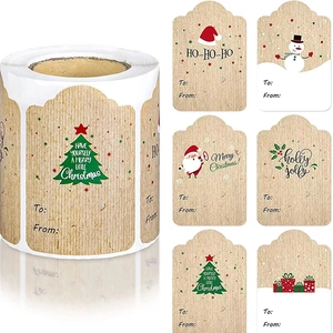 Christmas Gift Labels Kraft Paper Self Adhesive To From Decorative Holiday Stickers For Present Wrap Packaging