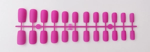 Rose red long square matte press-on nail set with 24 pieces on a display strip