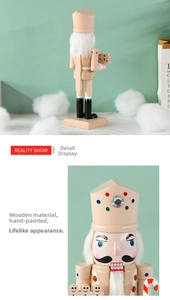 Macro detail of hand-painted pink gingerbread nutcracker with sparkling rhinestones decoration