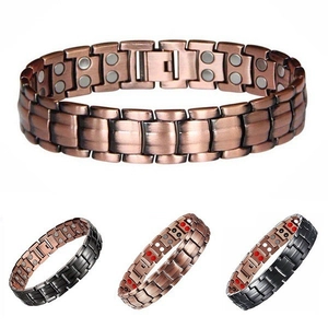 Magnetic copper therapy bracelet for men with dragon pattern and double row magnets