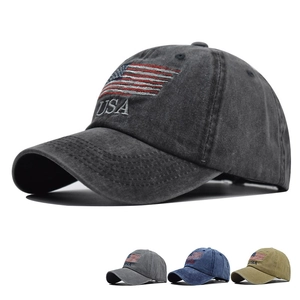 Vintage Washed Cotton Baseball Cap Distressed American USA Flag Embroidery Sun Hat Adjustable Outdoor Sport Unisex