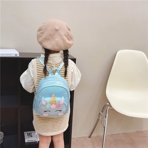 Cute light blue sequin unicorn backpack for girls with adjustable shoulder straps