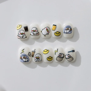 Adesivi per unghie 3D a rilievo cartone animato papera stile giapponese set da 10 pezzi