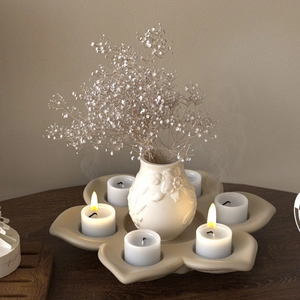 Elegant lotus-shaped resin silicone candle holder mold for DIY flower plaster base crafts