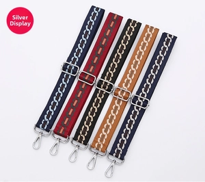Adjustable woven replacement shoulder straps with silver metal buckles in five colors