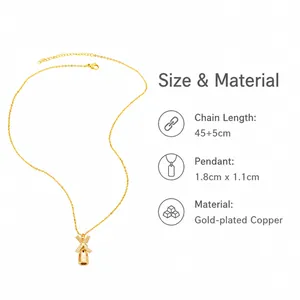 Guía de tallas para collar de cobre chapado en oro de 18k con colgante de auriculares