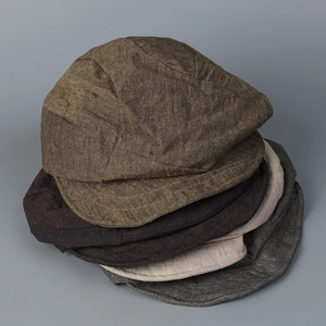 Newsboy Cap Pure Linen Breathable Sun Protection Retro Distressed Style Vintage Adjustable Flat Cap For Women