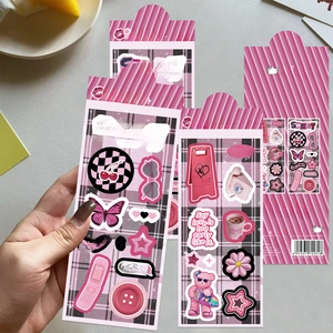 Cute pink sweet hot style stickers set with cherry and bear patterns for DIY journals