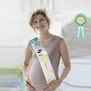 Set de 3 pièces avec écharpe Mom To Be, serre-tête et badge Dad To Be pour fête