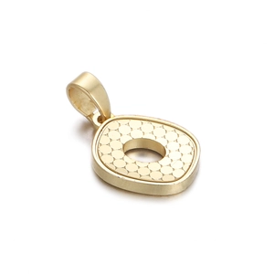 Minimalist gold square pendant with honeycomb texture on a clean white background