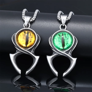 Pendentifs œil de démon gothique avec griffes de dragon et chaînes en acier inoxydable