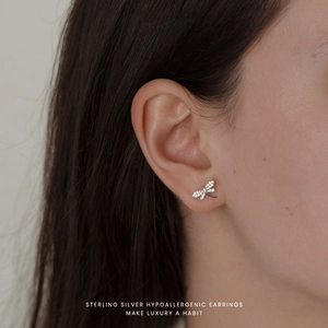 Elegant S925 sterling silver dragonfly stud earrings with 18K gold plating and zircons