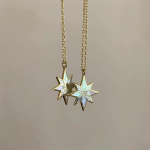 18K gold plated titanium necklace with natural abalone shell star pendant for women