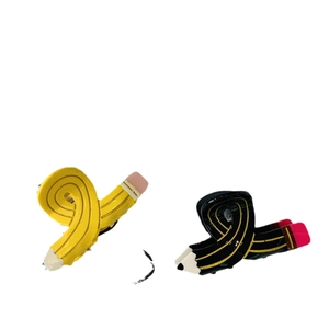 Cute pencil-shaped acetate hair claws in yellow and black candy colors for women