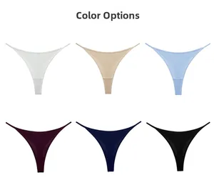 Detailed grid view of seamless thong underwear for women in six different assorted colors