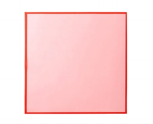 Flat lay of pink matte waterproof flower wrapping paper with a red decorative border