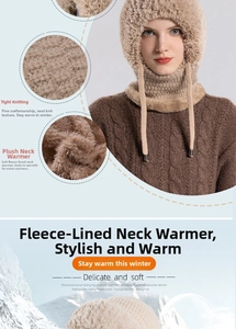 Close-up of the thick fleece lining and durable knit texture of this thermal winter hood