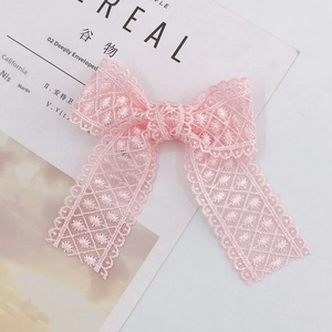 Elegant pink lace hollow bow hair accessory for DIY phone cases and hair clips