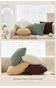 Macro detail of elastic puff lattice texture on modern simple cream-style throw pillows