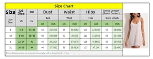 Guide des tailles détaillé pour robe mini à paillettes blanche avec conversions US EU et CM
