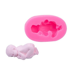 Moule en silicone bébé 3D pour gâteaux en pâte à sucre et chocolat de couleur rose