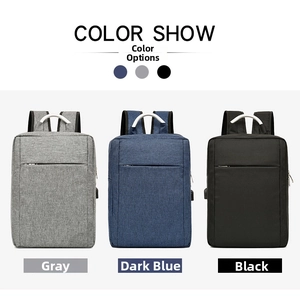 Business laptop backpack with USB port and aluminum handle in grey navy and black