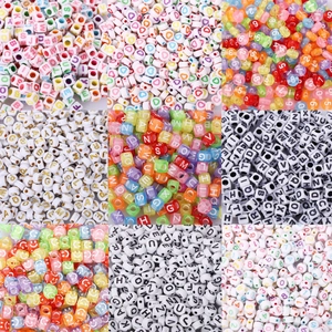 Alphabet Letter Number Beads Acrylic Mixed Shapes Heart Star Flower Round Cube DIY Jewelry Making Early Education