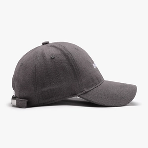 Classic dark grey embroidered cotton baseball cap with adjustable strap and curved brim