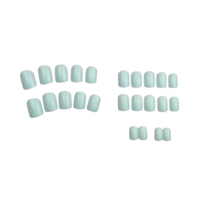Short square light blue press-on nails 24pcs set with glossy finish for daily wear