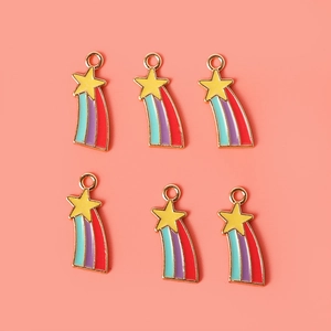 Alloy Enamel Shooting Star Charms Rainbow Star Pendants For DIY Jewelry Making Necklace Bracelet Crafting Accessories