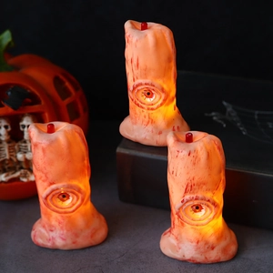 Halloween LED Candle Lamp Eyeball Blood Splatter Electronic Glowing Plastic Horror Spooky Party Home Table Decoration