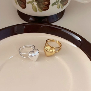 Vintage 925 sterling silver heart rings in gold and silver finish with open adjustable band