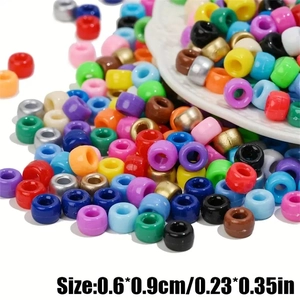 Colorful mix of matte and transparent pony beads for DIY jewelry making 0.6x0.9cm