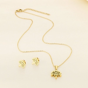Tree Of Life Jewelry Necklace And Earrings Stainless Steel Hollow Pendant Clavicle Chain Fashion Women Accessory