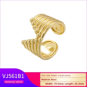 Detailed view of gold brass ear cuff showing 19.5mm size and 4.5g weight specifications
