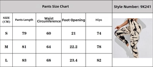 Guide des tailles S-L pour legging de yoga sans couture tie-dye à taille haute