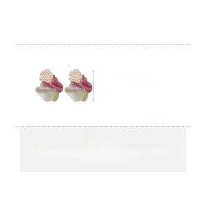 Detail of floral lace earrings with artificial crystals, 4.7cm x 4cm dimension and 13.5g weight