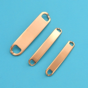 Three rose gold curved bar connectors for DIY jewelry making in various lengths