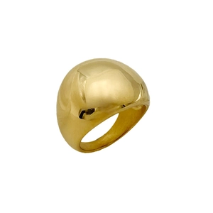 Polished gold plated waterproof stainless steel wide dome ring for women fashion daily wear