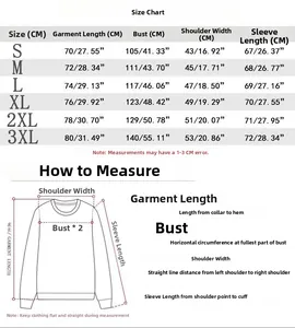 Detailed size chart for men's long sleeve slim fit stand collar sweatshirt from S to 3XL