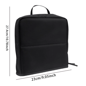 Black nylon makeup brush organizer bag with handle and zipper closure 23cm x 27.4cm