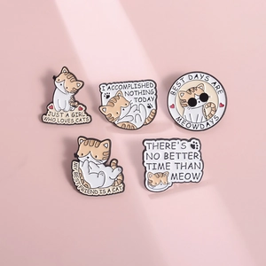Cartoon Cat Enamel Pin Cute Animal Brooch With Fun English Quotes For Backpack Clothing Accessories Gift