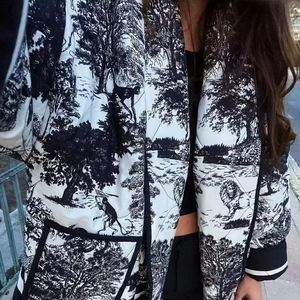 Veste Matelassée Pour Femmes Imprimé Toile De Jouy Motif Animal Vintage Manteau Rembourré Ample Avec Poches Manches Longues Col À Revers