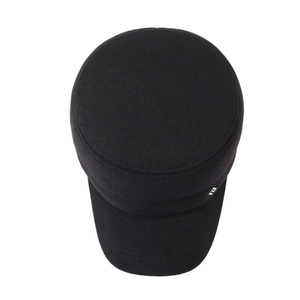 Casquette militaire plate d'hiver pour hommes en coton noir avec logo latéral