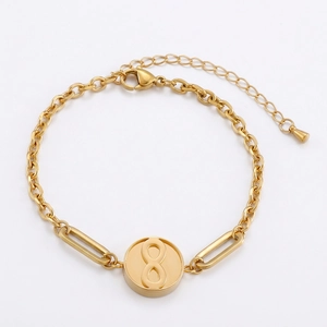 Unendlichkeitssymbol Armband Für Frauen Edelstahl Runde Platte Büroklammer Kette Minimalistischer Schmuck Verstellbar