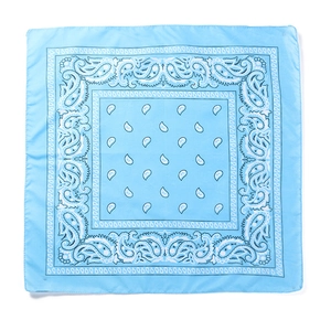 Light blue paisley bandana featuring a classic square pattern for outdoor hip hop styling