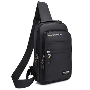 Men's black Oxford waist bag with adjustable strap for sports and outdoor travel