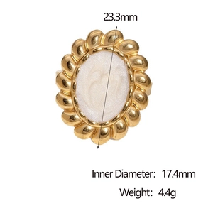 Golden oval sunflower ring with 18k gold plating and product dimensions 23.3mm